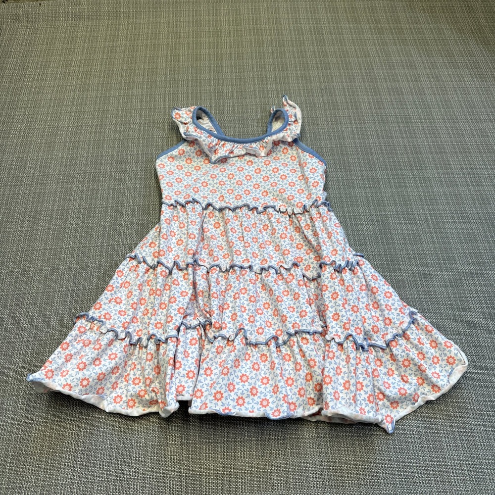 Serendipity Foral Ruffle Tiered Dress 4T 5T Summer Shrimp &‎ Grits Easter Photo